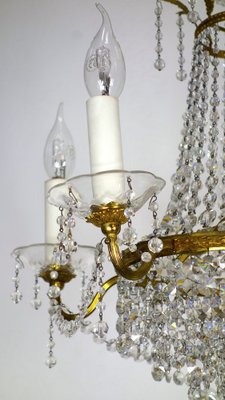 Brass and Lead Crystal Chandelier from Palwa, 1950s-NGU-1819526