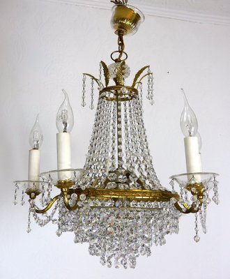 Brass and Lead Crystal Chandelier from Palwa, 1950s-NGU-1819526