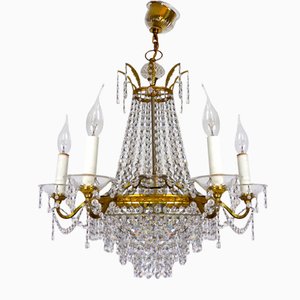 Brass and Lead Crystal Chandelier from Palwa, 1950s-NGU-1819526