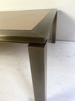 Brass and Leather Coffee Table from Solmet, Italy, 1980s-WZZ-826362