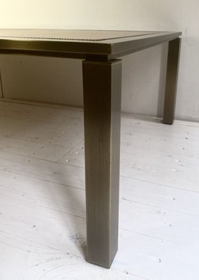 Brass and Leather Coffee Table from Solmet, Italy, 1980s-WZZ-826362