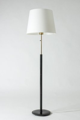 Brass and Leather Floor Lamp from Bergboms, 1950s-NL-772668