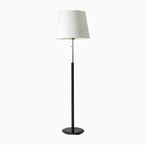 Brass and Leather Floor Lamp from Bergboms, 1950s-NL-772668