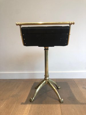 Brass and Leather Stool with Claws, 1890s-BA-1392717