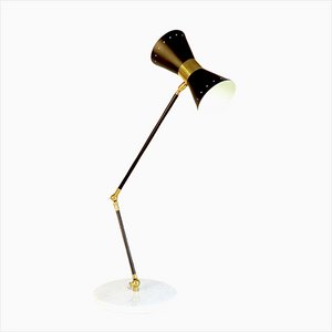 Brass and Marble Articulated Table Lamp, 1950s-WLO-987771