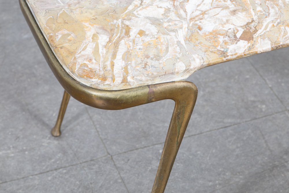 Brass and Marble Coffee Table attributed to Cesare Lacca, 1950s