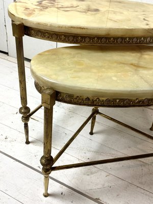 Brass and Marble Nesting Tables, 1970s, Italy, Set of 2-WZZ-858742