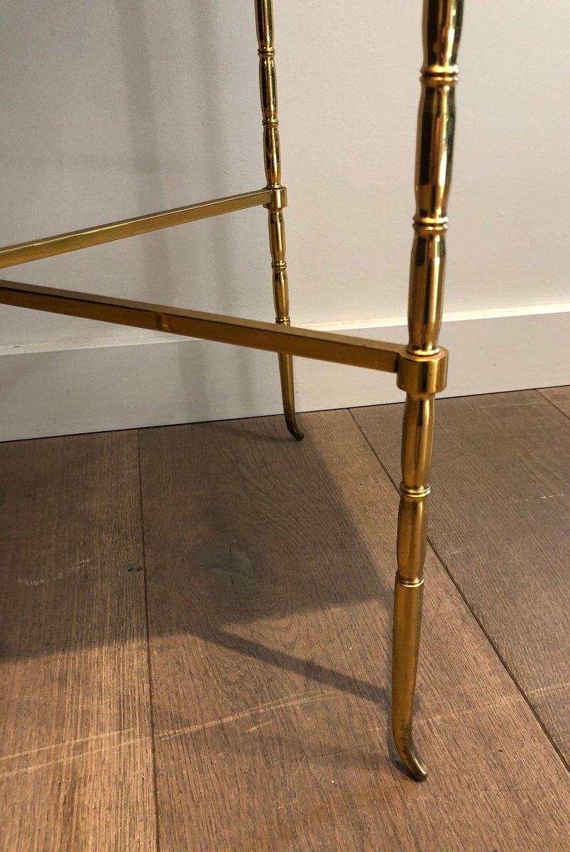 Brass and Marble Side Table from Maison Baguès