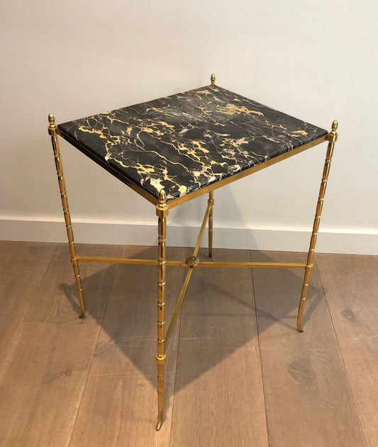 Brass and Marble Side Table from Maison Baguès