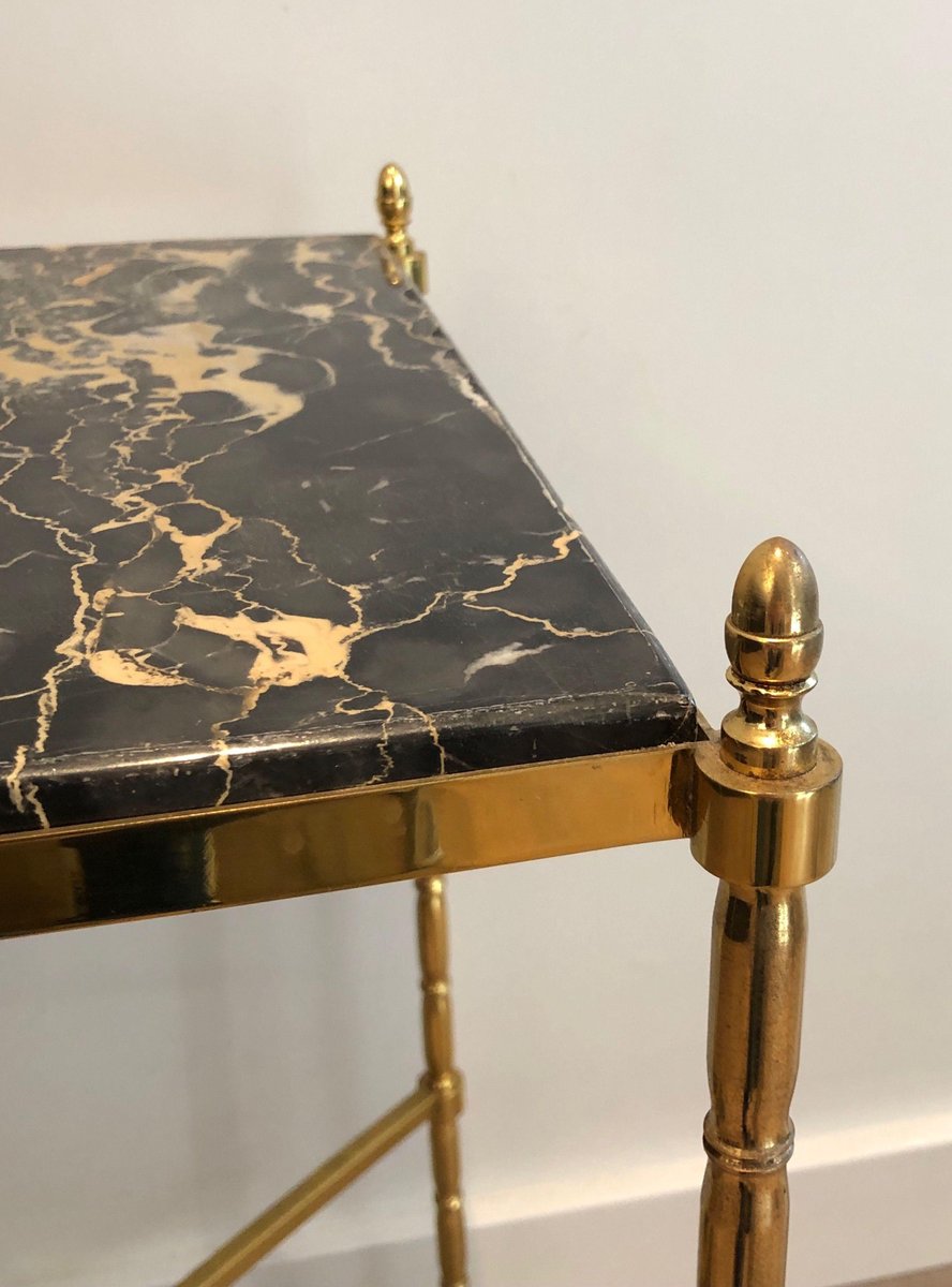 Brass and Marble Side Table from Maison Baguès