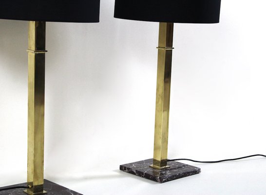 Brass and Marble Table Lamps, Italy, Set of 2-WIM-1091442