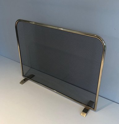 Brass and Mesh Fire Screen, 1970s-BA-1481495