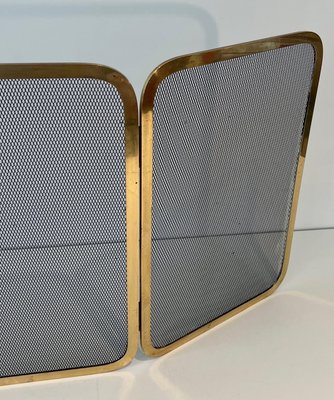 Brass and Mesh Fireguard, 1970s-BA-1784736