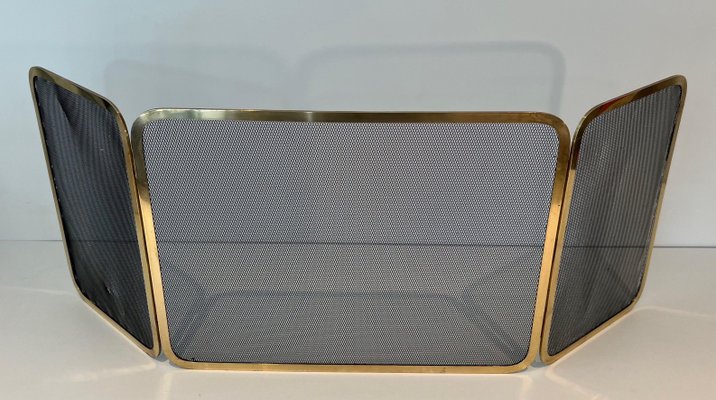 Brass and Mesh Fireguard, 1970s-BA-1784736