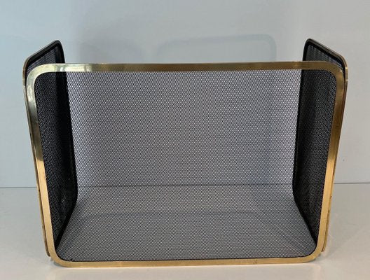 Brass and Mesh Fireguard, 1970s-BA-1784736