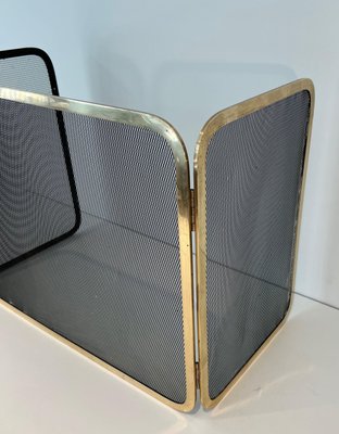 Brass and Mesh Fireguard, 1970s-BA-1784736