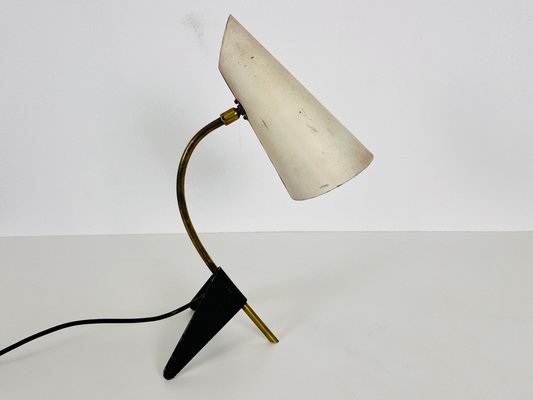 Brass and Metal Table Lamp attributed to Louis Kalff, 1950s-PUK-1416520