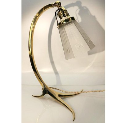 Brass and Milk Glass Shade Table Lamp, 1910-VDW-885981