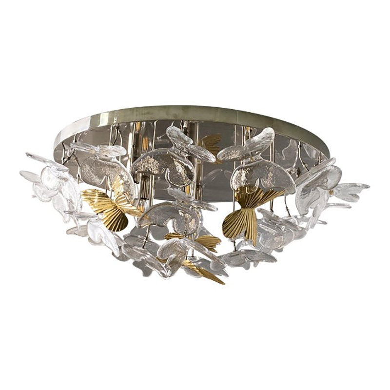 Brass and Murano Glass Butterfly Flush-Mount by Simoeng