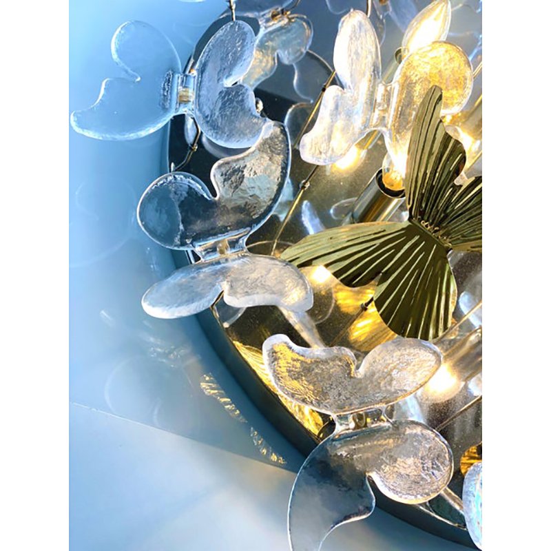 Brass and Murano Glass Butterfly Flush-Mount by Simoeng