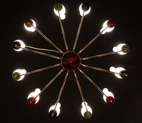 Brass and Murano Glass Chandelier from Stilnovo, Italy, 1950s-MBH-1060746