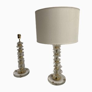 Brass and Murano Glass Lamps, Set of 2-VRR-1128608