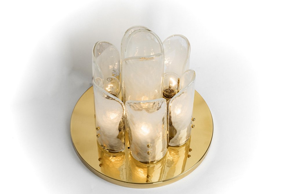 Brass and Murano Glass Light Fixture from Kalmar, Austria, 1970s