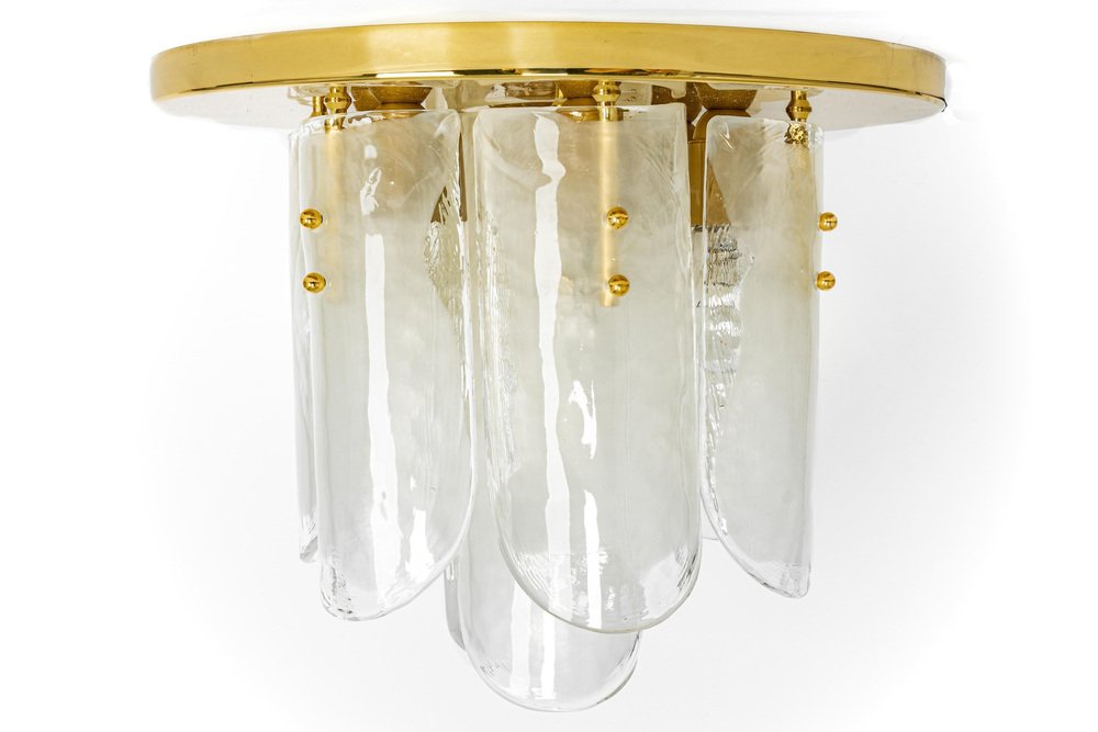 Brass and Murano Glass Light Fixture from Kalmar, Austria, 1970s