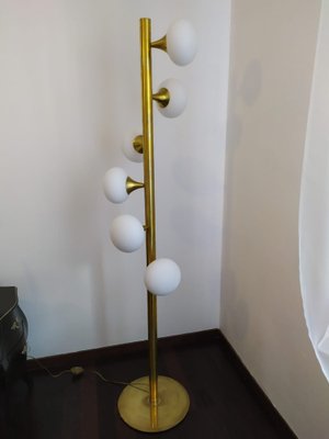 Brass and Murano Glass Spiral Floor Lamp-QLH-1807132