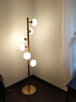 Brass and Murano Glass Spiral Floor Lamp-QLH-1807132