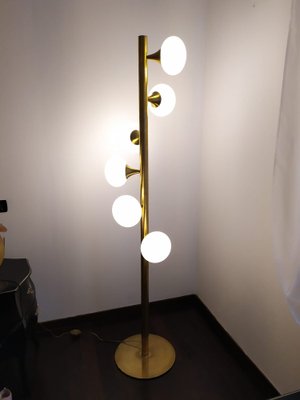 Brass and Murano Glass Spiral Floor Lamp-QLH-1807132