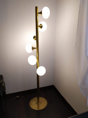 Brass and Murano Glass Spiral Floor Lamp-QLH-1807132