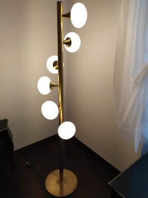 Brass and Murano Glass Spiral Floor Lamp-QLH-1807132