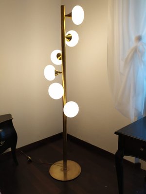 Brass and Murano Glass Spiral Floor Lamp-QLH-1807132