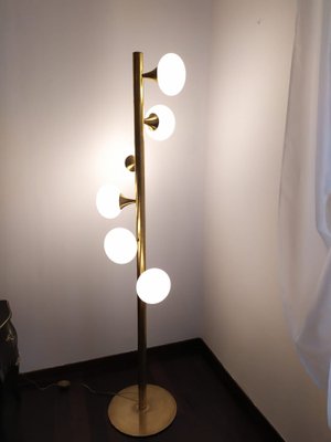 Brass and Murano Glass Spiral Floor Lamp-QLH-1807132