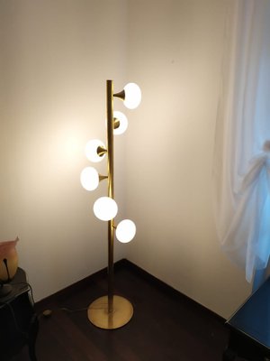 Brass and Murano Glass Spiral Floor Lamp-QLH-1807132