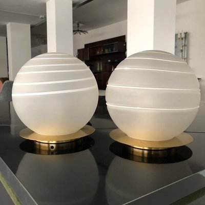 Brass and Murano Glass Table Lamps by Angelo Brotto for Esperia, 1970s, Set of 2-OT-674919