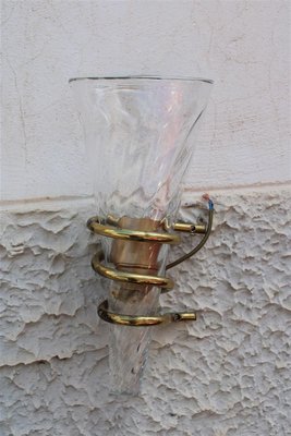 Brass and Murano Glass Wall Lamps, Italy, 1970s, Set of 2-EH-1374813