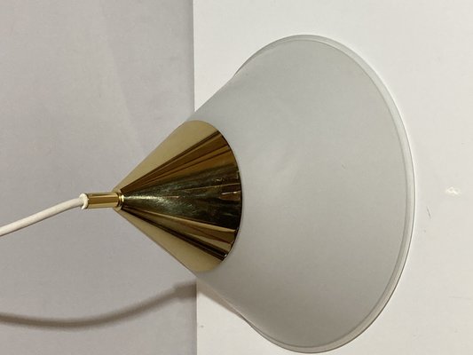 Brass and Opaline Glass Hanging Space Age Lamp by Limburg Glashütte-BHG-1284226