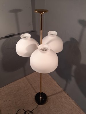 brass and Opaline Glass Model LTA3B 3-Light Floor Lamp by Ignazio Gardella for Azucena, 2000s-OHK-1148233