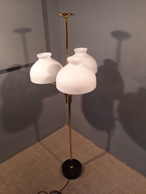 brass and Opaline Glass Model LTA3B 3-Light Floor Lamp by Ignazio Gardella for Azucena, 2000s-OHK-1148233