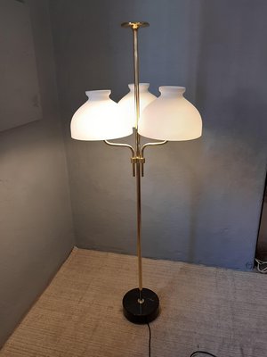 brass and Opaline Glass Model LTA3B 3-Light Floor Lamp by Ignazio Gardella for Azucena, 2000s-OHK-1148233