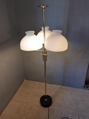 brass and Opaline Glass Model LTA3B 3-Light Floor Lamp by Ignazio Gardella for Azucena, 2000s-OHK-1148233