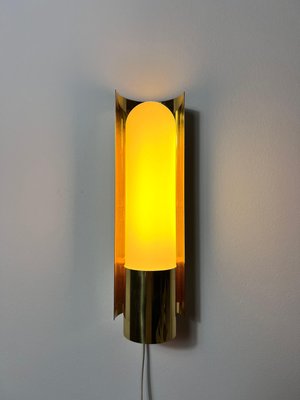 Brass and Opaline Glass Wall Lamps attributed to Glashütte Limburg, 1960s, Set of 2-PUK-2024103