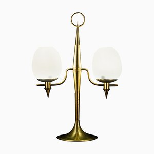 Brass and Opaline Murano Glass Table Lamp-MBH-1052806