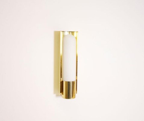 Brass and Opaline Sconce from Glashütte Limburg, 1970s-QT-1263376