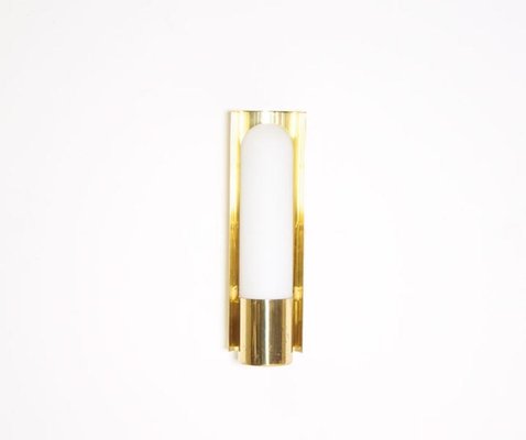 Brass and Opaline Sconce from Glashütte Limburg, 1970s-QT-1263376