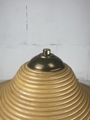 Brass and Pencil Reed Rattan Table Lamp, Italy, 1970s-BHG-1741612