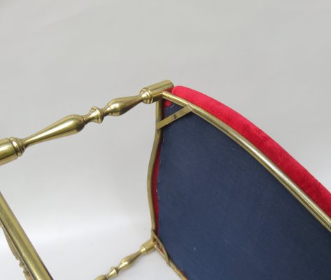 Brass and Red Velvet Chiavari Chair, Italy, 1960s-EY-1078698