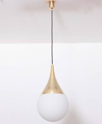 Brass and Satin Glass Pendant Lamp in the Style of Stilnovo, 2000s-VLZ-631854